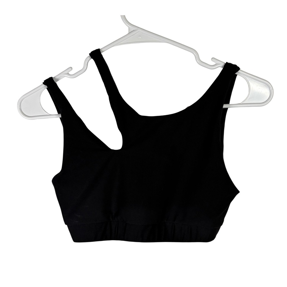 Becco Black Asymmetrical Cutout Strap Sports Bra Athleisure‎ Crop Top Small